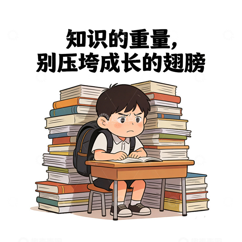高清大图下载【趣麦麦图】卡通学习压力插图