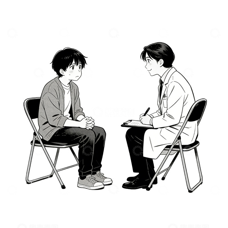 高清大图下载【趣麦麦图】简约黑白访谈插画