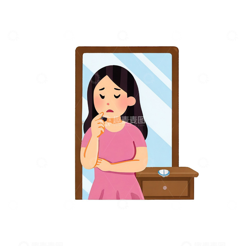 高清大图下载【趣麦麦图】卡通风格女孩照镜头像