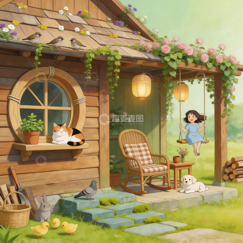 高清大图下载【趣麦麦图】老松木主屋小猫女孩儿2