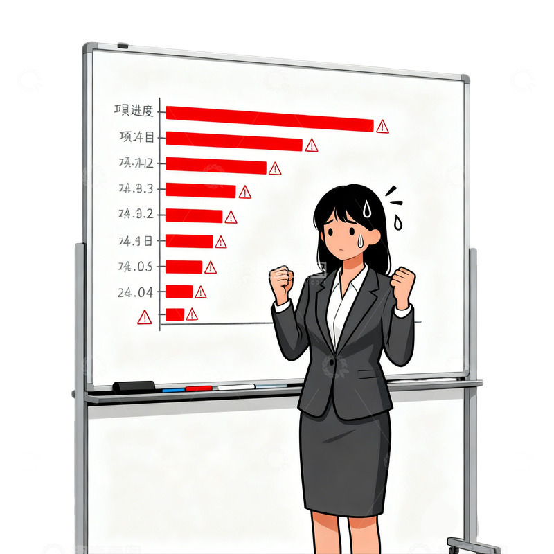 高清大图下载【趣麦麦图】商业女性进度汇报图表插画