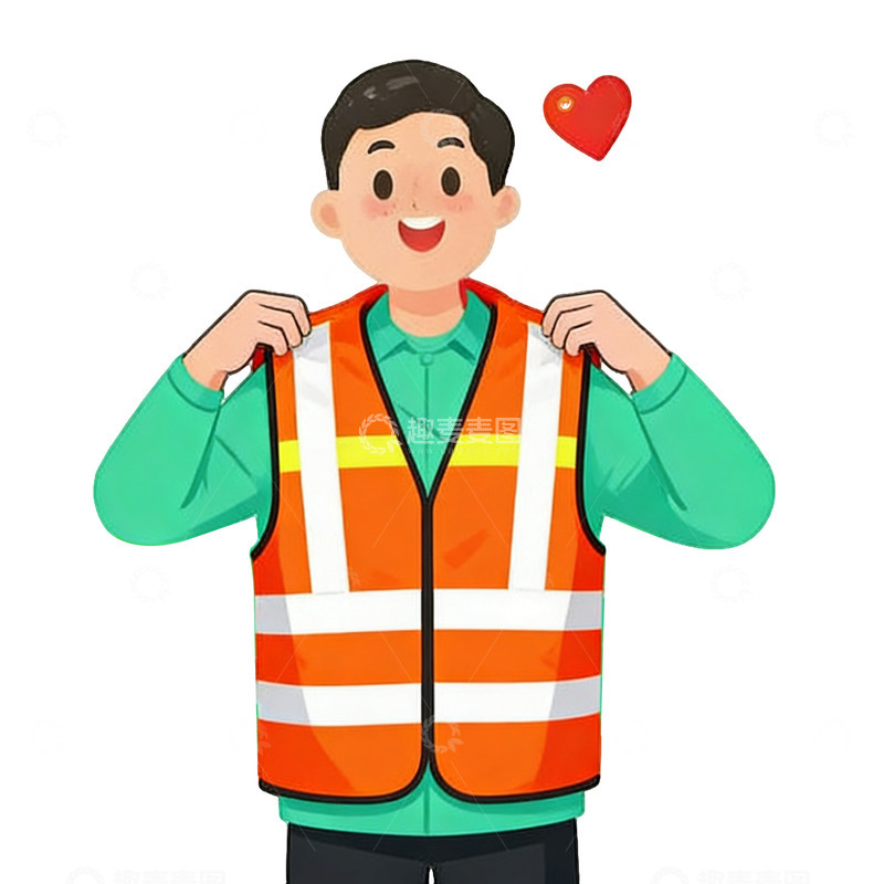 高清大图下载【趣麦麦图】卡通工人安全背心形象