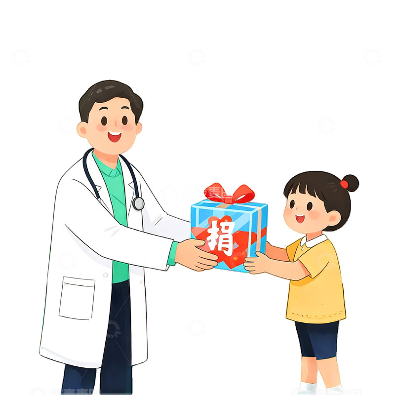 高清大图下载【趣麦麦图】医生赠礼卡通插画