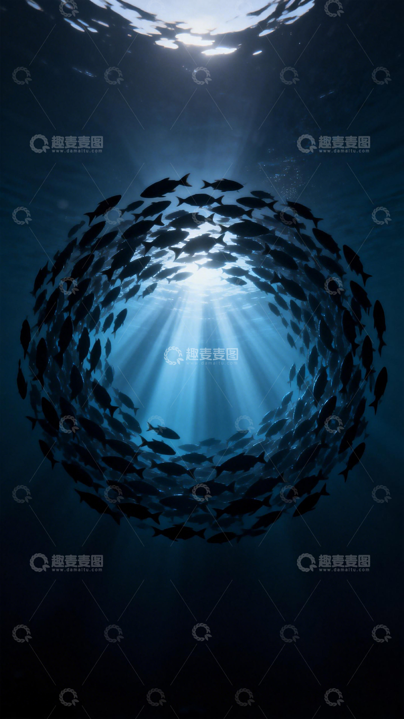 高清大图下载【趣麦麦图】深海鱼群圆舞