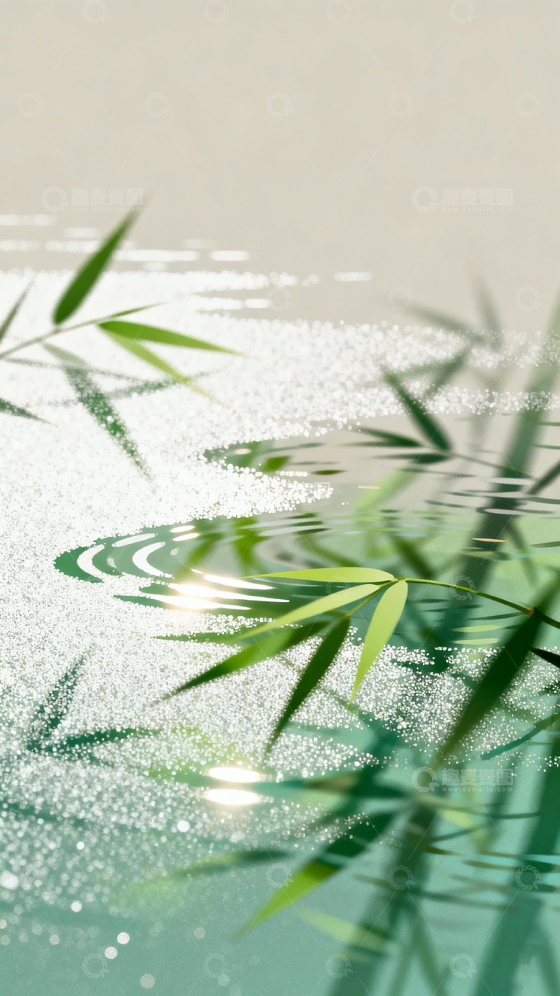 高清大图下载【趣麦麦图】竹影闪烁水波间