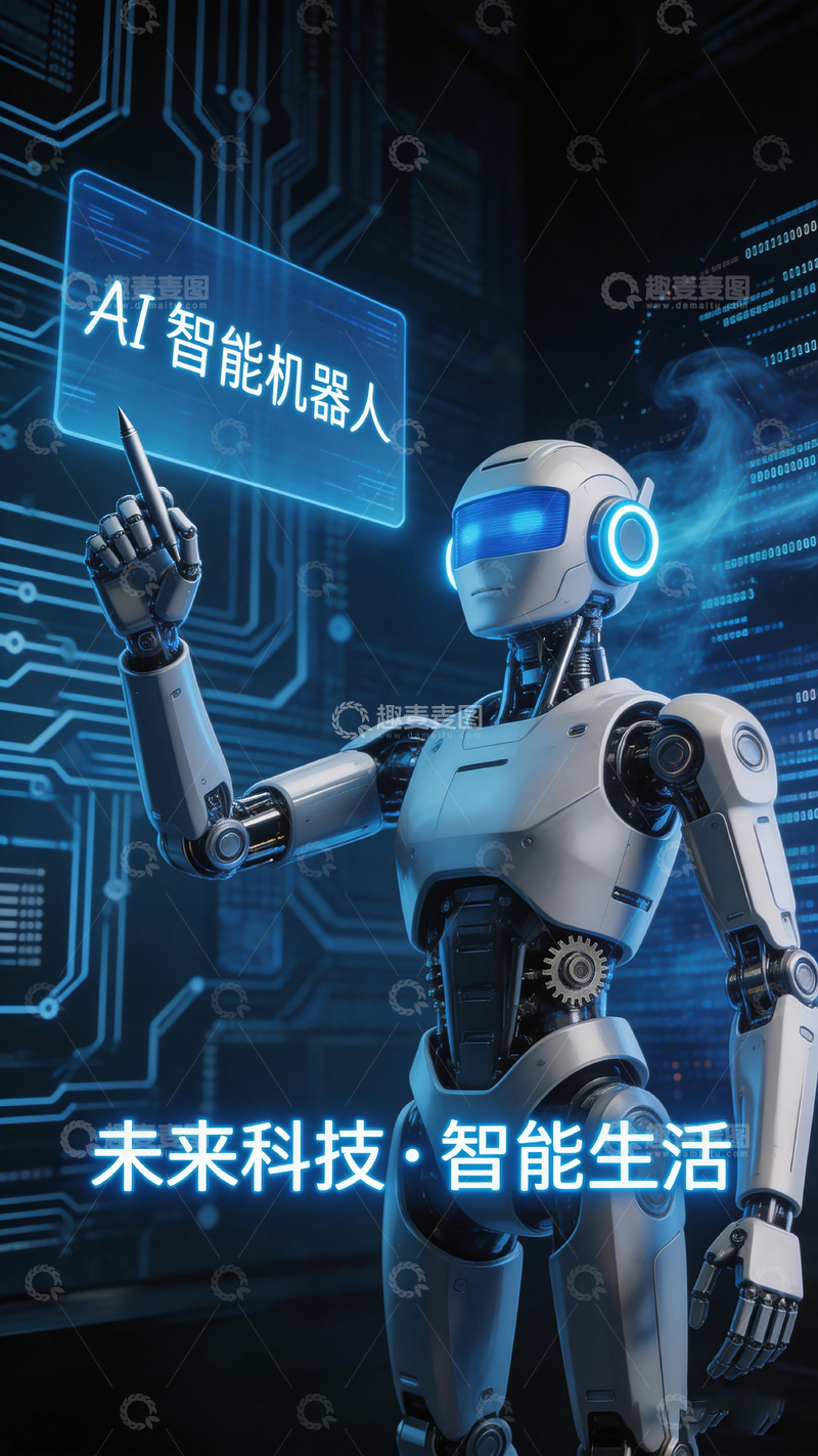 高清大图下载【趣麦麦图】AI智能机器人未来科技