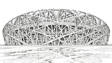 线条画-地标建筑(免扣)-鸟巢