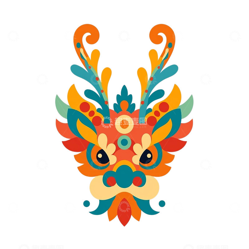 高清大图下载【趣麦麦图】彩色神话中的龙之面具奇观