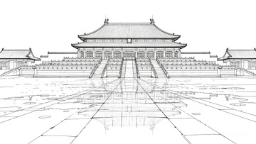 线条画-地标建筑(免扣)-故宫