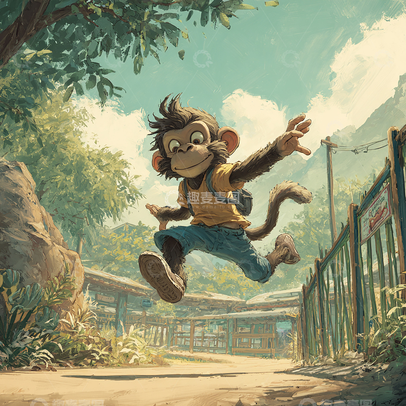 高清大图下载【趣麦麦图】森林冒险中调皮猴子