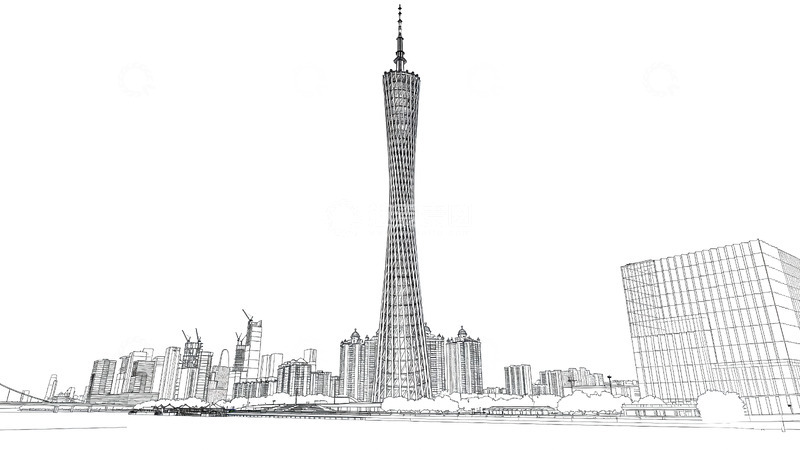 高清大图下载【趣麦麦图】-线条画-地标建筑(免扣)-广州塔