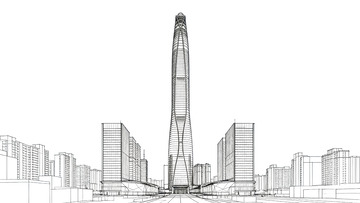 线条画-地标建筑(免扣)-周大福