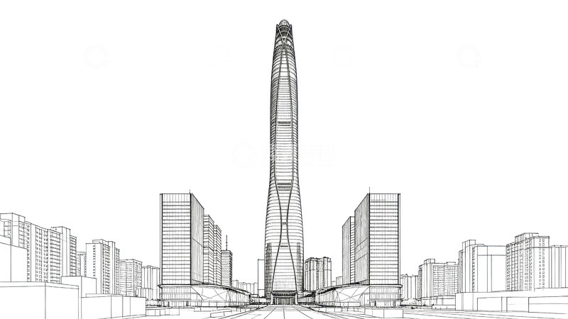 高清大图下载【趣麦麦图】线条画-地标建筑(免扣)-周大福
