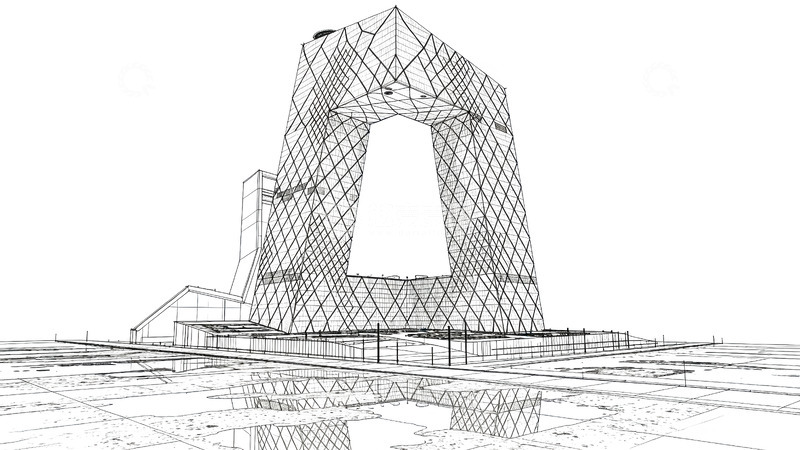 高清大图下载【趣麦麦图】线条画-地标建筑(免扣)-央视总部