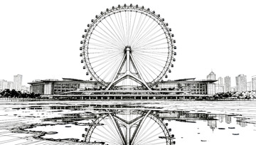 线条画-地标建筑(免扣)-天津之眼