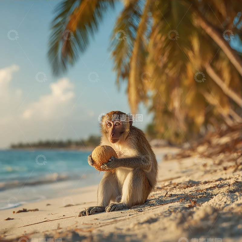 高清大图下载【趣麦麦图】热带海岸的猴子奇遇记