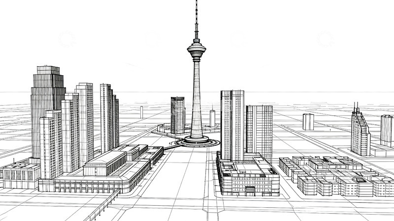高清大图下载【趣麦麦图】线条画-地标建筑(免扣)-天津电视塔1
