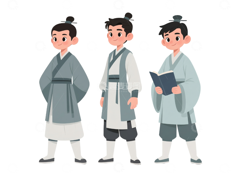 源文件下载【趣麦麦图】扁平卡通古装青年8