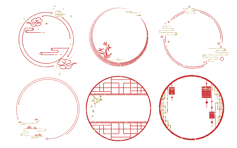 源文件下载【趣麦麦图】传统中式圆形边框装饰图案设计素材