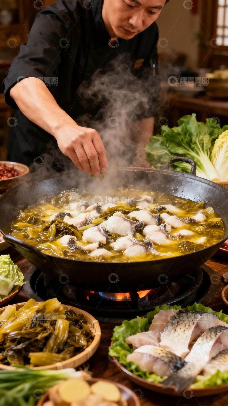 高清大图下载【趣麦麦图】酸菜鱼美食烹饪摄影4