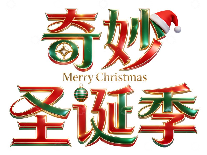 高清大图下载【趣麦麦图】奇妙圣诞季喜庆字体设计