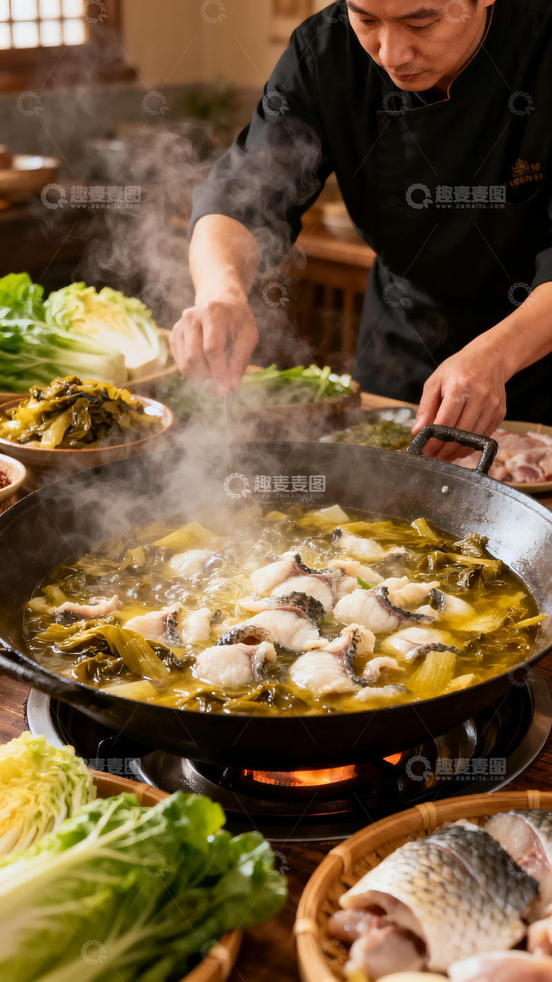 高清大图下载【趣麦麦图】酸菜鱼美食烹饪摄影3