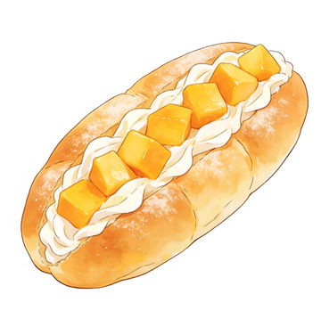 水彩芒果面包插画素材