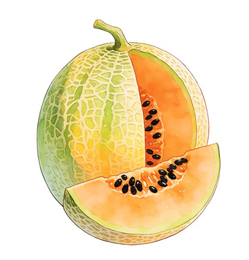 哈密瓜插画水果设计素材