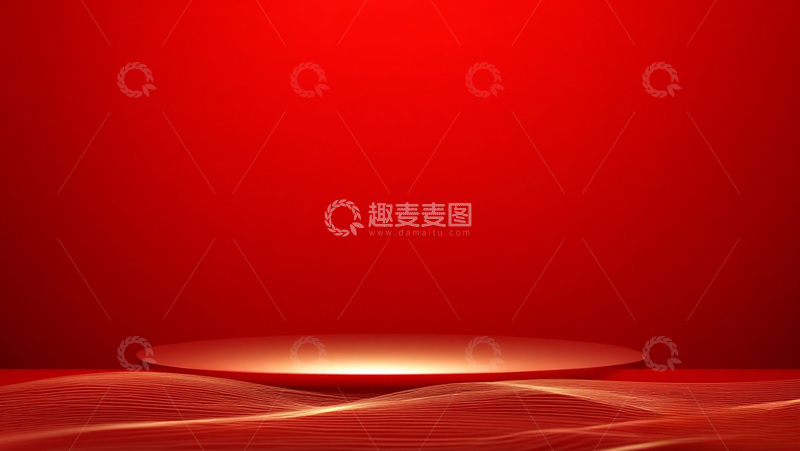 高清大图下载【趣麦麦图】红色简约圆形展示台背景