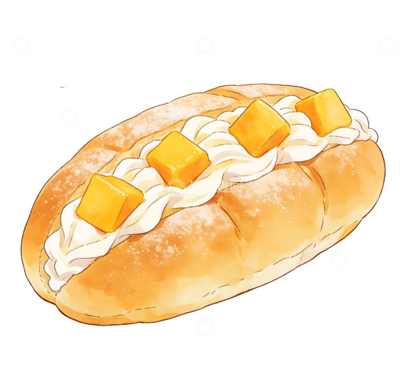 高清大图下载【趣麦麦图】美味甜点卡通插画面包