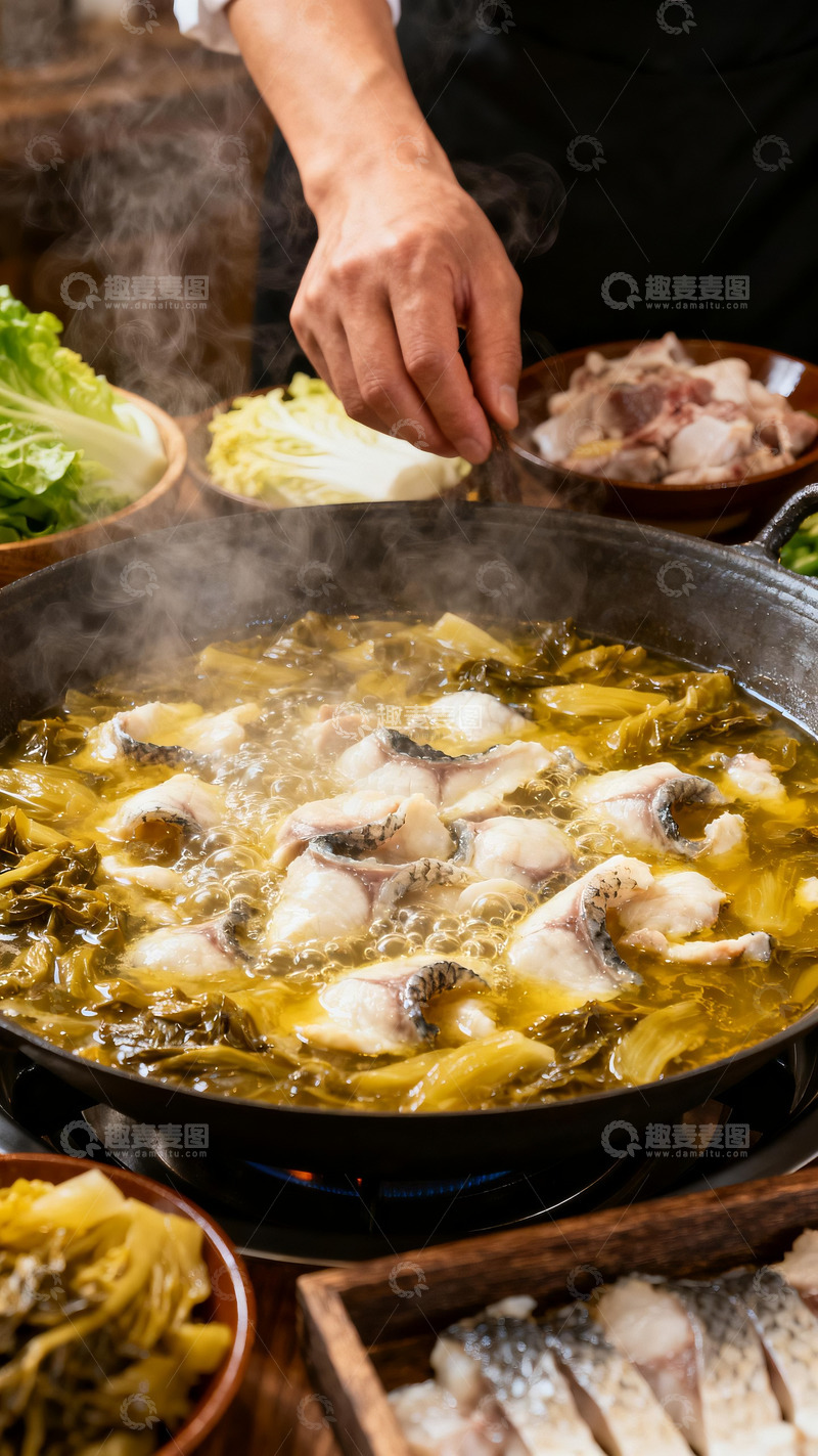 高清大图下载【趣麦麦图】酸菜鱼美食烹饪摄影2