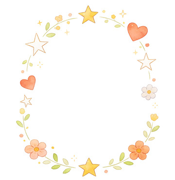 卡通风格圆形花卉边框装饰图案