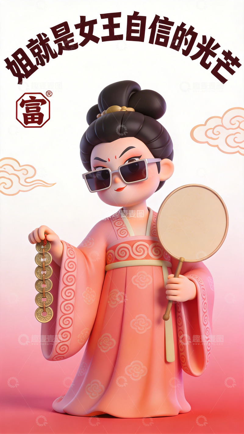 高清大图下载【趣麦麦图】3D国潮风仕女6