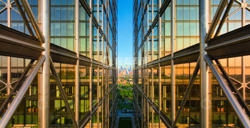 高清大图下载【趣麦麦图】玻璃幕墙都市景观对称摄影