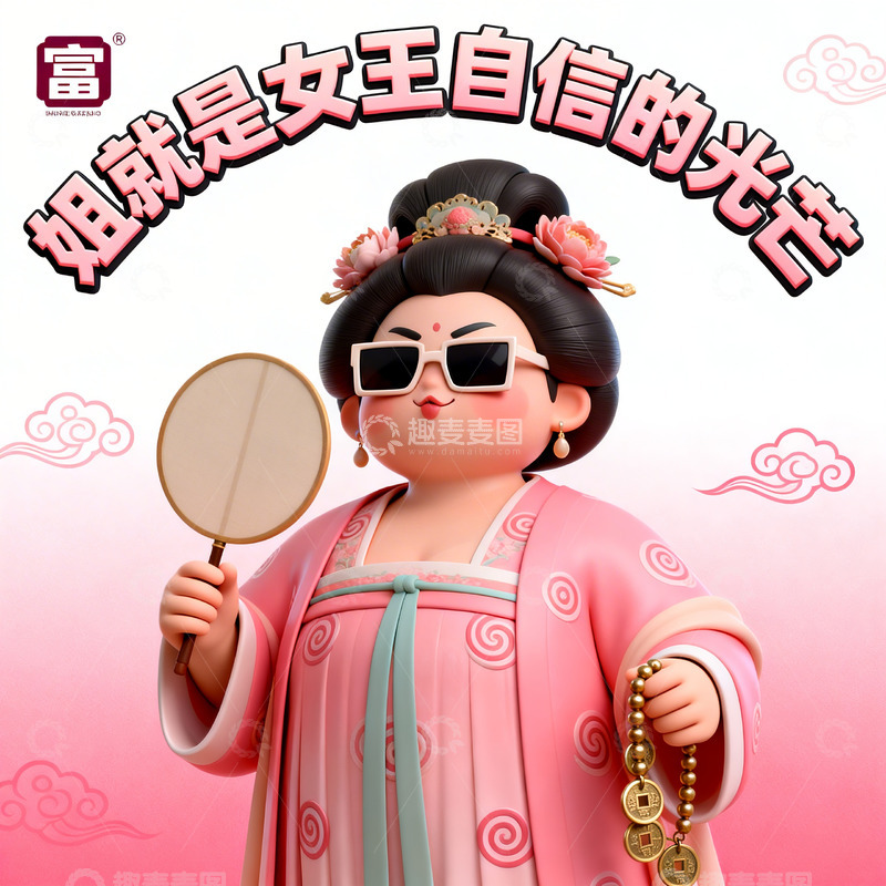 高清大图下载【趣麦麦图】3D国潮风仕女3