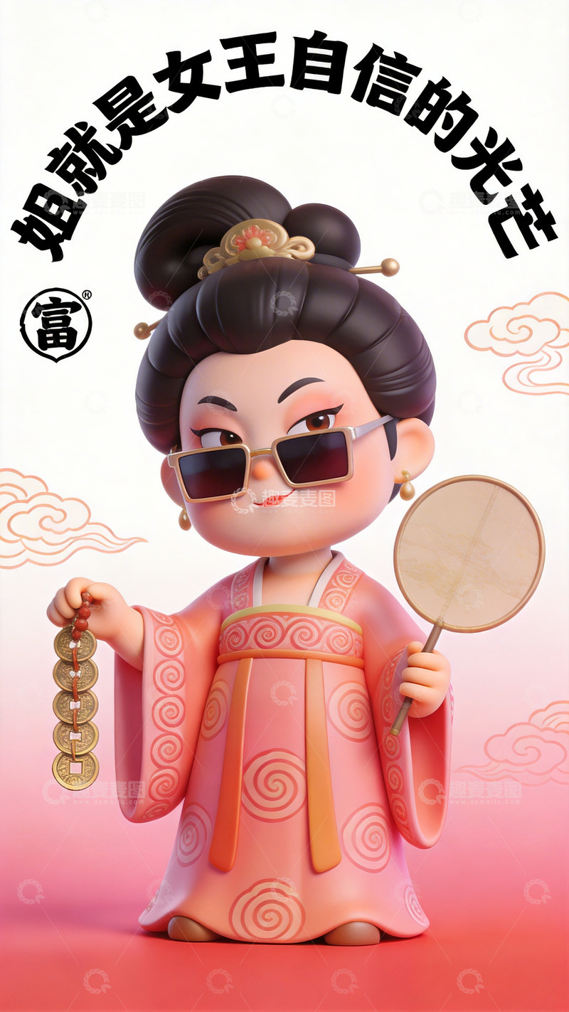 高清大图下载【趣麦麦图】3D国潮风仕女