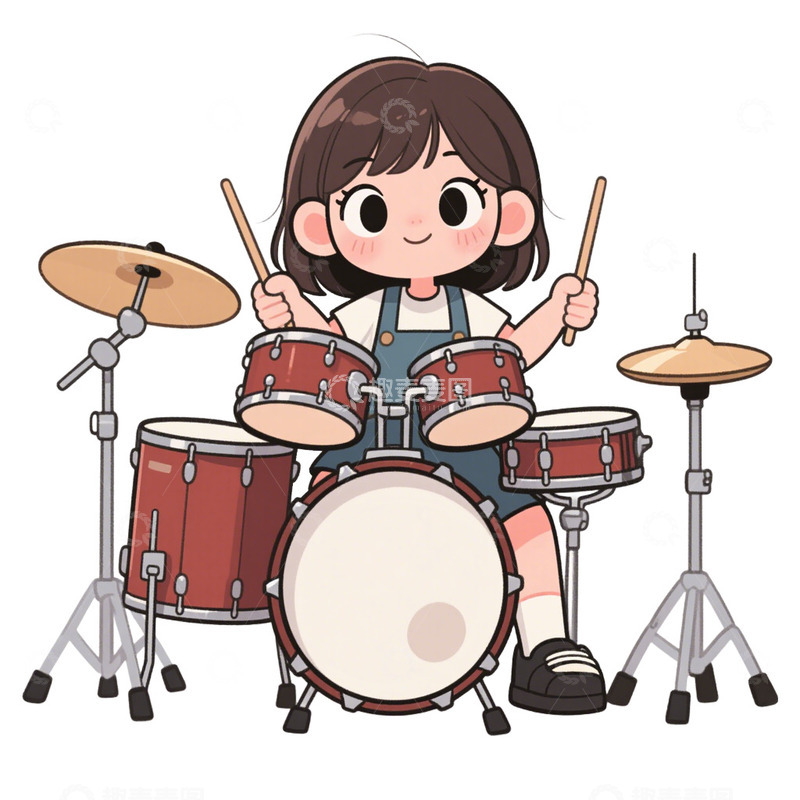 高清大图下载【趣麦麦图】兴趣班打架子鼓免抠元素