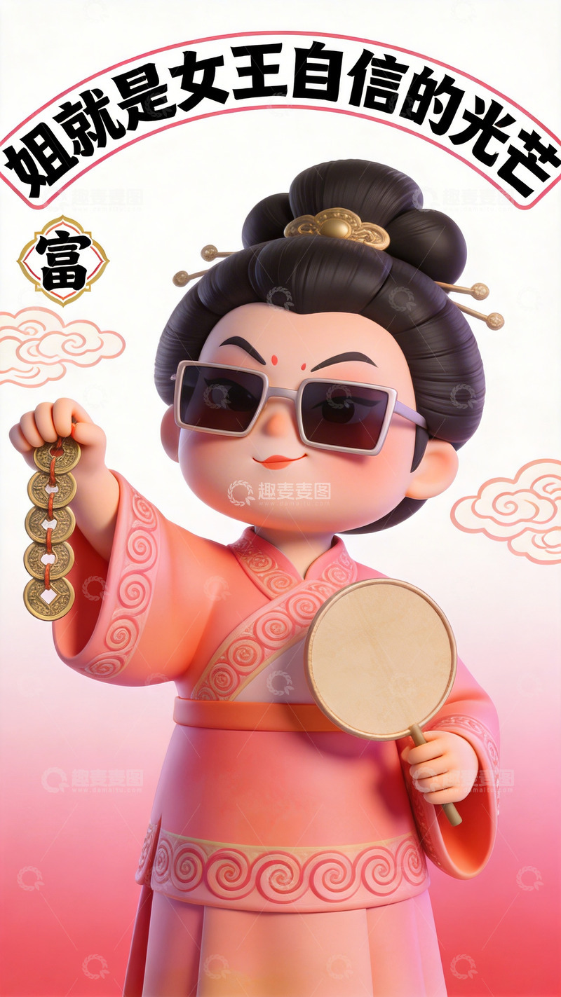 高清大图下载【趣麦麦图】3D国潮风仕女7