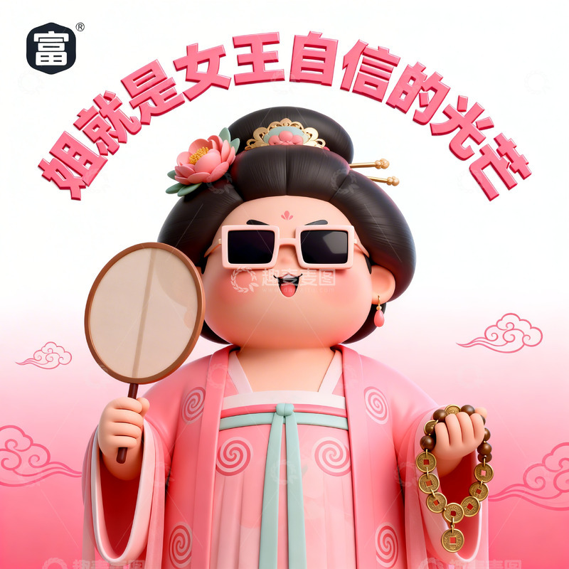 高清大图下载【趣麦麦图】3D国潮风仕女5