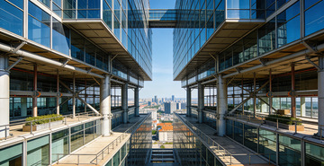 现代建筑玻璃幕墙内景