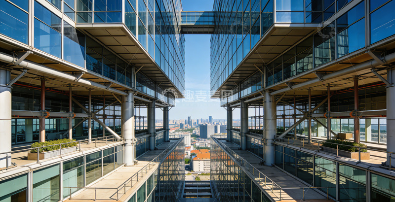 高清大图下载【趣麦麦图】现代建筑玻璃幕墙内景
