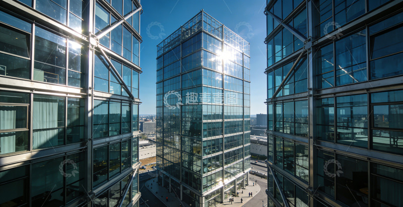高清大图下载【趣麦麦图】现代都市高楼玻璃幕墙景观