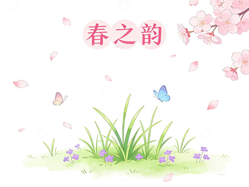 高清大图下载【趣麦麦图】春日花香蝴蝶飞舞插画