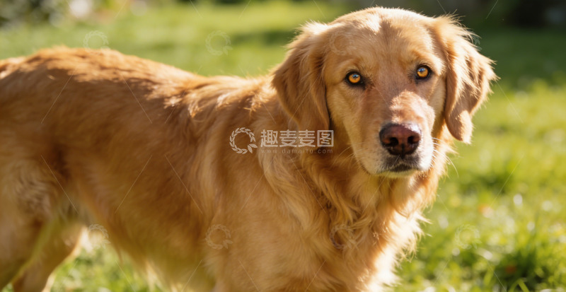 高清大图下载【趣麦麦图】金毛犬户外草地写真