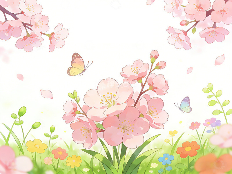 高清大图下载【趣麦麦图】春日樱花插画设计素材