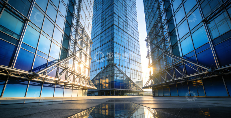 高清大图下载【趣麦麦图】玻璃幕墙现代建筑城市场景