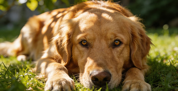 金毛犬悠闲草地写真