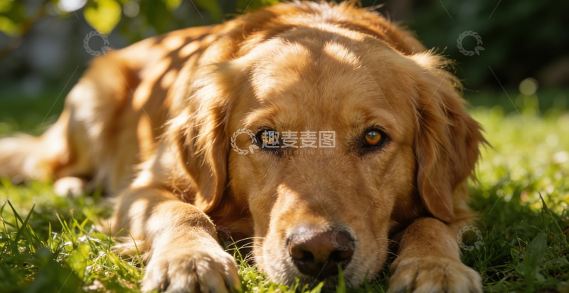 高清大图下载【趣麦麦图】金毛犬悠闲草地写真