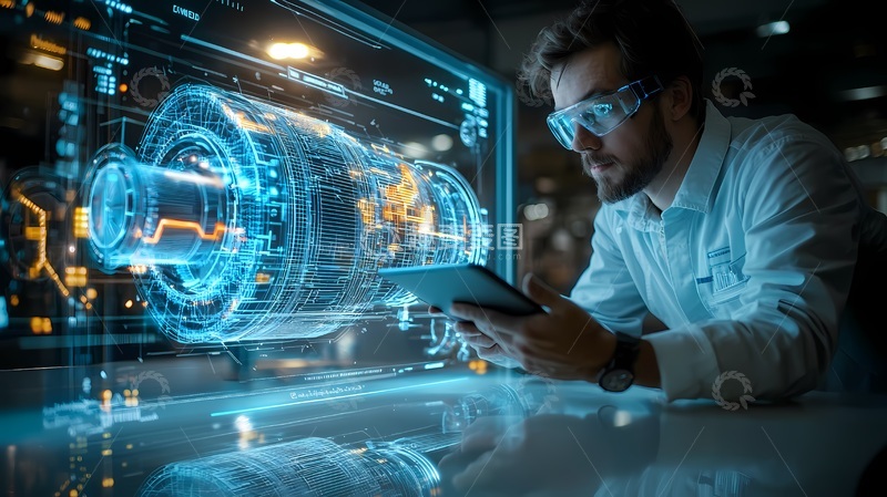 高清大图下载【趣麦麦图】科技感未来办公室工程师工作场景