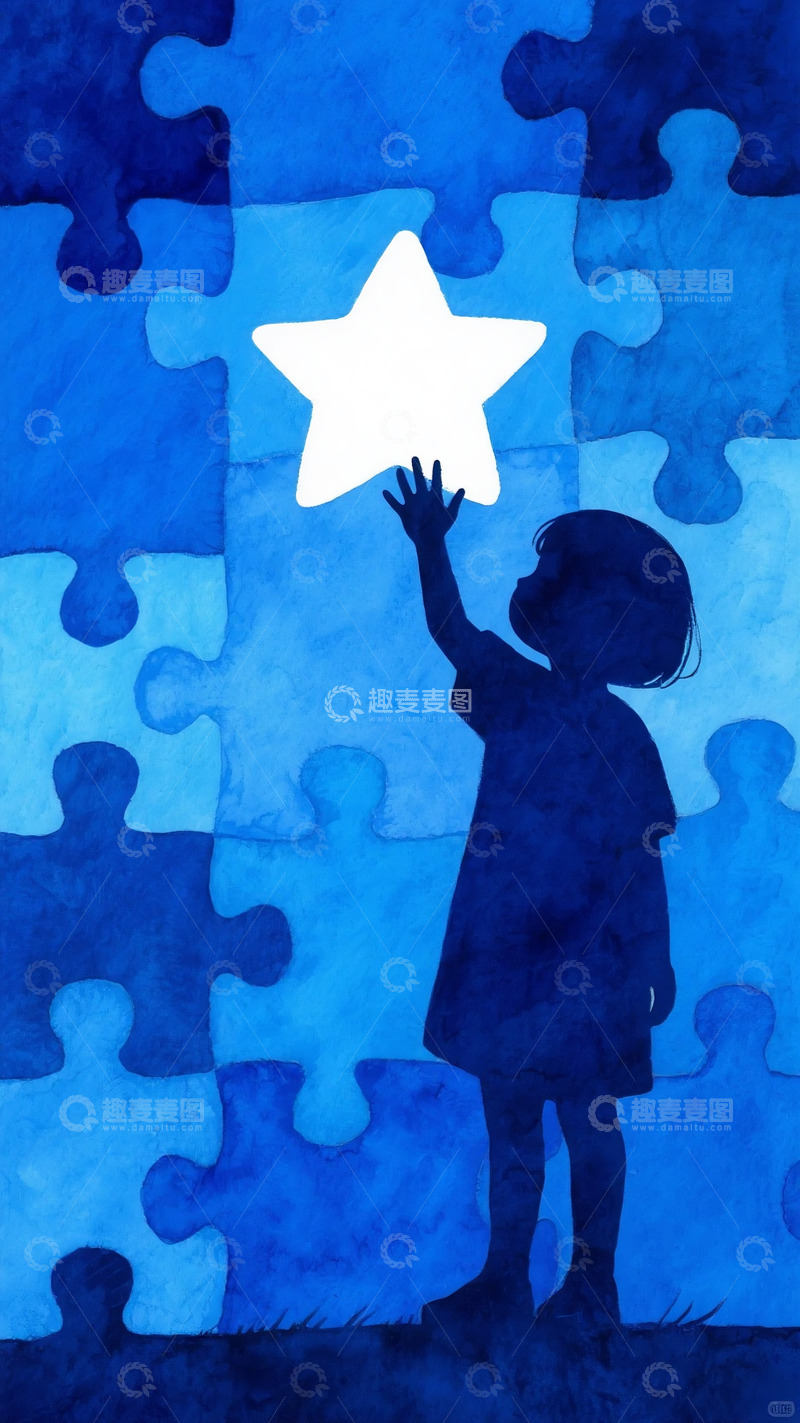 高清大图下载【趣麦麦图】自闭症插画海报10